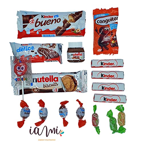 Super Bandeja Chocolates Kinder - Nutella - Conguitos. +15 Unid. El Regalo Ideal para Comuniones, Bodas, Bautizos, Cumpleaños. [IAMI]