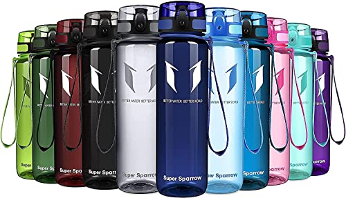 Super Sparrow Botella de Agua Deportiva - 1500ml - Sin BPA (Transparente- Azul Metílico)