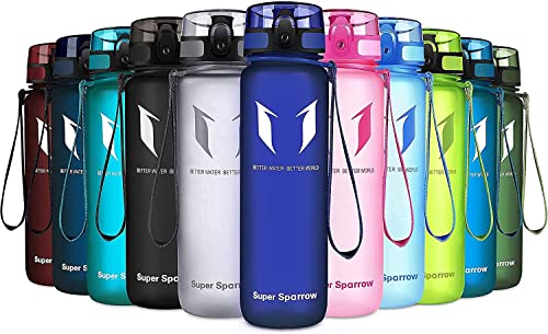 Super Sparrow Botella de Agua Deportiva - 500ml - Sin BPA (Mate- Azul Metílico)