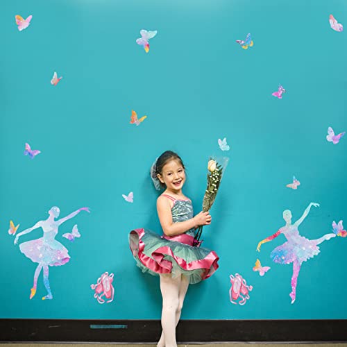 SUPERDANT 8 Estilos Calcomanías de Pared de Ballet Bailarina Calcomanías de Pared Zapatos de Ballet Calcomanías de Pared de Mariposa para Habitación