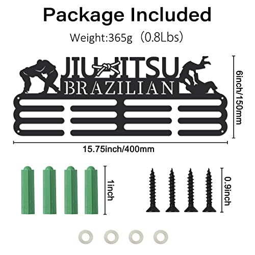 SUPERDANT Jiu Jitsu Brazilian Medal Hanger Jiu Jitsu Brazilian Medal Holder con 8 líneas Soportes de Exhibición de Premios de Acero Resistente Estantes de Exhibición de Medallas Montados En la Pared