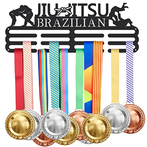 SUPERDANT Jiu Jitsu Brazilian Medal Hanger Jiu Jitsu Brazilian Medal Holder con 8 líneas Soportes de Exhibición de Premios de Acero Resistente Estantes de Exhibición de Medallas Montados En la Pared