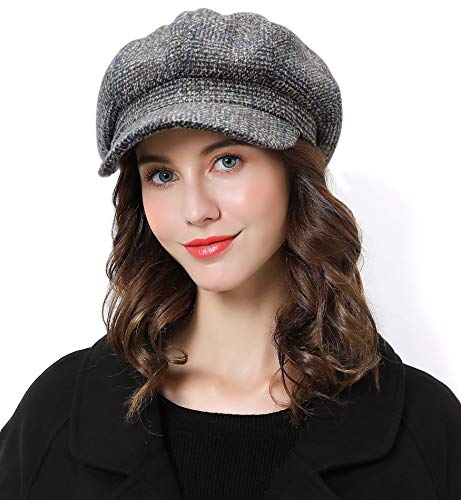 Superora Boinas Mujer Sombreros Gorras Invierno Francesa Tartán Vintage Casual Clásico Caliente Beret Francés Beanie Cozy Enrejado