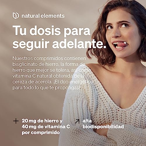 Suplemento de Hierro con 40mg Vitamina C – bisglicinato de hierro – 240 comprimidos veganos – complejo de quelato de buena tolerancia – alta dosificación, sin aditivos innecesarios﻿