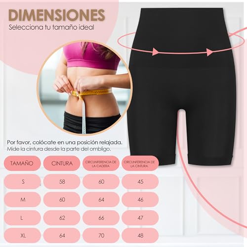 SUPLYMAR Pack de 2 Fajas Reductoras Mujer, Moldeadora de Cintura Alta Invisible, Sin Costuras Shapewear. Faja Reductora Mujer Adelgazante Transpirable, Control de Abdomen y Moldeador de Glúteos. (M)