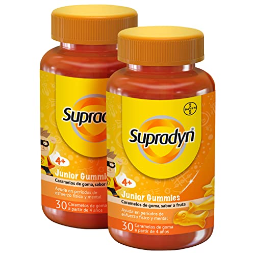 Supradyn Junior Gummies Multivitaminas para Niños con Vitaminas, Omega 3, Coenzima Q10 y Colina, Ayuda el Crecimiento y Desarrollo Cognitivo, Formato Ahorro 2 x 30 (60) Caramelos de Goma