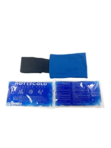 SURGICALMED - Pack de 2 Bolsas de Gel Frío o Calor Reutilizables (26 x 15 cm) - Incluye 1 Funda Multiposición de Tela con banda de compresión - Aptas para Nevera y Microondas - Ideales para Terapias