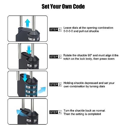 SUTOUG Cerradura de Combinación Impermeable Candados de 4 Dígitos con Código Numérico Cerradura de Dígitos de Aleación de Zinc para Puertas, Cajas de Herramientas, Escuelas, Gimnasios, Almacenes-Negro