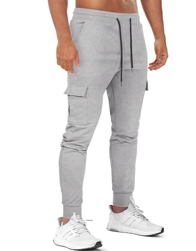 Suwangi Pantalones Deportivos Cargo Hombre Pantalones para Correr Pantalón para Ejercicio Casual Cintura Elástica con Cordón Multibolsillo para Fitness