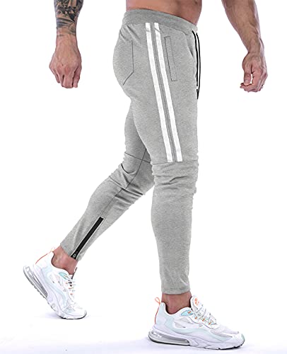 Suwangi Pantalones Deportivos Running para Hombre Jogger Gimnasio Fitness Entrenamiento Pantalon Largos Chándal Bolsillo Cremallera