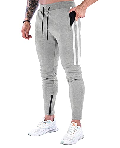 Suwangi Pantalones Deportivos Running para Hombre Jogger Gimnasio Fitness Entrenamiento Pantalon Largos Chándal Bolsillo Cremallera