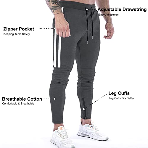 Suwangi Pantalones Deportivos Running para Hombre Jogger Gimnasio Fitness Entrenamiento Pantalon Largos Chándal Bolsillo Cremallera