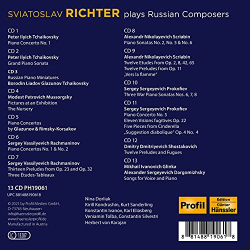 Sviatoslav Richter joue les Compositeurs Russes