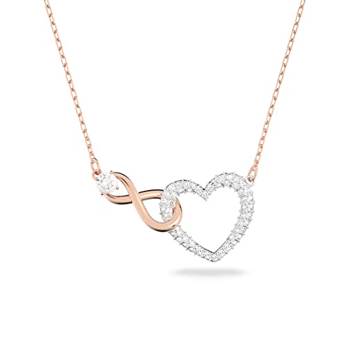 Swarovski Collar Colección Swarovski Infinity para Mujer, Silueta de Corazón e Infinito, Baño Tono Oro Rosa