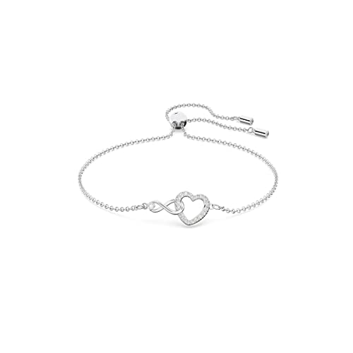 Swarovski Pulsera Infinity para Mujer, con Símbolo Infinito y Corazón, Cristales Blancos, en Baño de Rodio, Colección Swarovski Infinity