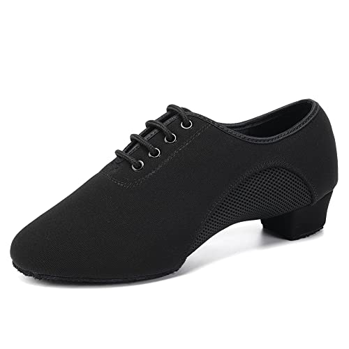 SWDZM Zapatos de Baile Latino Mujer y Hombres Punta Cerrada de Salón Salsa Tango práctica Zapatos de Baile,MF2805,Heel-3.5cm,Negro,41EU