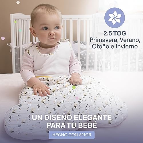 Sweety Fox - Saco de Dormir Bebe 4 Estaciones - 0-6 Meses (70 cm) - TOG 2,5 - Algodon 100% Ecológico Certificado Oeko-Tex - Unisex