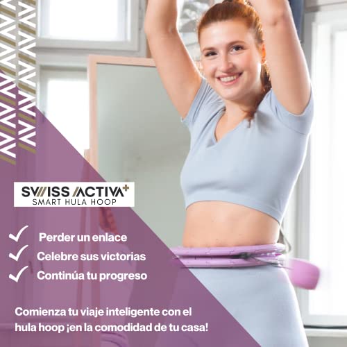 Swiss Activa+ S4.S Silent Hula Hoop Adulto con Contador 60-112cm - Extra silencioso - No se Cae - Aro Adelgazante para Mujeres - Smart Fitness Fitness con Contador