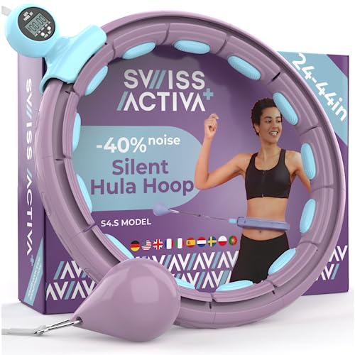 Swiss Activa+ S4.S Silent Hula Hoop Adulto con Contador 60-112cm - Extra silencioso - No se Cae - Aro Adelgazante para Mujeres - Smart Fitness Fitness con Contador