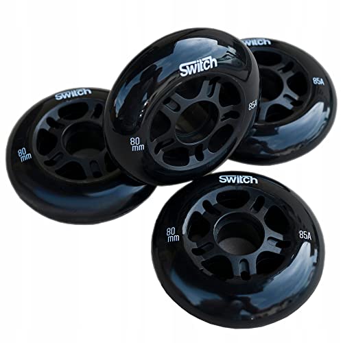 Switch Roller Blade Wheels - Juego de 8 ruedas (80 mm, 85 A, con cojinetes ABEC 9), color negro