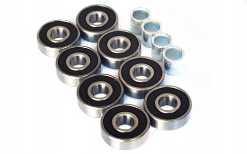 Switch Roller Blade Wheels - Juego de 8 ruedas (80 mm, 85 A, con cojinetes ABEC 9), color negro