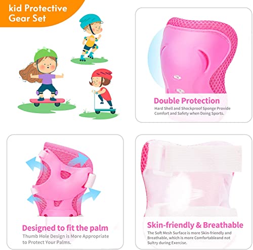 Swygoo Protectores para Deporte Niños, Rodilleras | Coderas |Muñequera Pare Protección Infantil 3 en 1, Protecciones contra Caídas para Niños Patinaje Ciclismo Monopatín Scooter y Patines (Rosa)