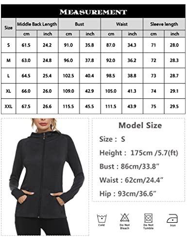 Sykooria Chaqueta Deportiva Mujer Manga Larga Running Sudaderas Mujer con Bolsillos Sudadera Mujer Cremallera y Capucha con Agujeros para los Pulgares S-XXL