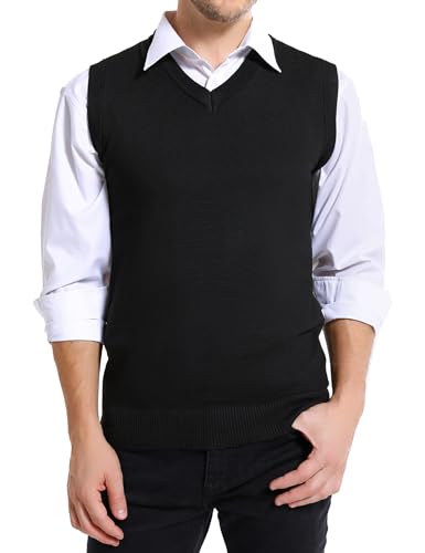 Sykooria Jersey sin Mangas Hombre Invierno Chaleco Hombre Casual Algodon Suéter con Cuello en V Jerséis Esencial