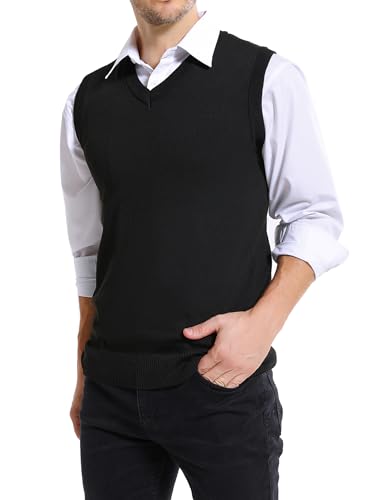 Sykooria Jersey sin Mangas Hombre Invierno Chaleco Hombre Casual Algodon Suéter con Cuello en V Jerséis Esencial