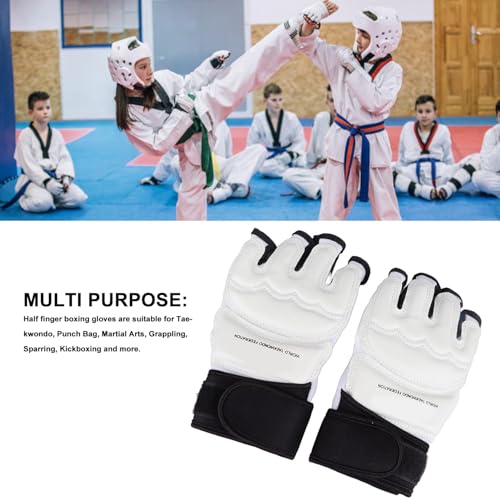 Syrisora Guantes de Boxeo de Medio Dedo, Guantes de Taekwondo, Guantes de Boxeo, Guantes de MMA, Guantes de Sparring, Ajustables, Cómodos para Kickboxing, Lucha, Saco de Boxeo, (S)