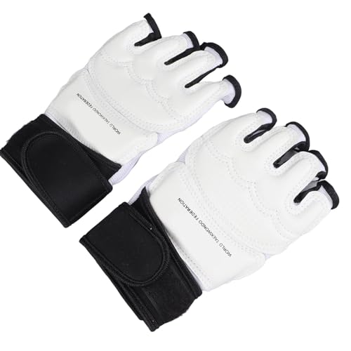 Syrisora Guantes de Boxeo de Medio Dedo, Guantes de Taekwondo, Guantes de Boxeo, Guantes de MMA, Guantes de Sparring, Ajustables, Cómodos para Kickboxing, Lucha, Saco de Boxeo, (S)