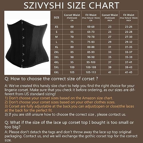 SZIVYSHI Mujer Steampunk Corsé de Underbust cintura Waist Cincher gótico Bustier Fajas Reductoras de Cinturón Firme de Formación Para