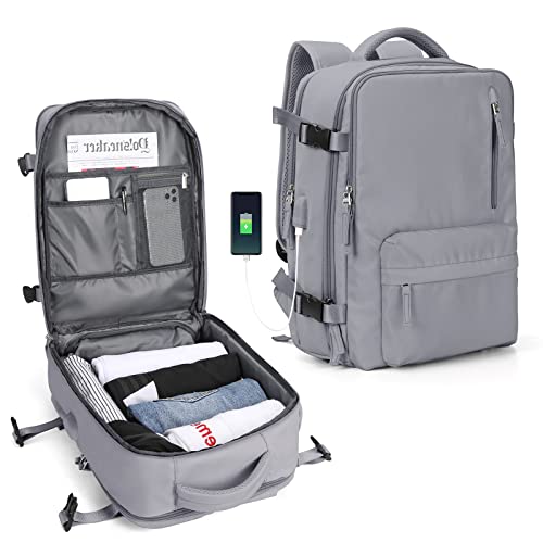 SZLX Mochila Viaje Cabina Avion 40x20x25 Mujer Ryanair Maleta para Cabina de avion Equipaje de Mano 45x36x20 Easyjet Mochila de Senderismo Mochila para Portatil Impermeable hombre con Cargador USB