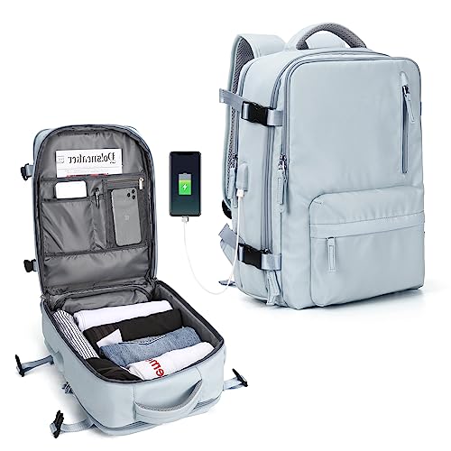 SZLX Mochila Viaje Cabina Avion 40x20x25 Mujer Ryanair Maleta para Cabina de avion Equipaje de Mano 45x36x20 Easyjet Mochila de Senderismo Mochila para Portatil Impermeable hombre con Cargador USB