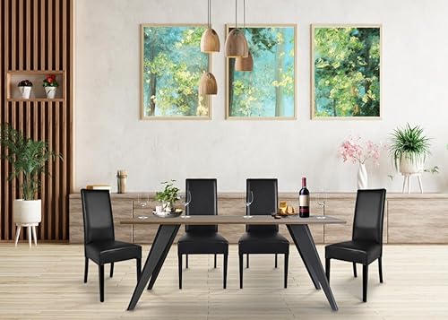 t m c s Tommychairs - Set 4 sillas Luisa para Cocina, Comedor, Bar y Restaurante, solida Estructura en Madera de Haya y Asiento tapizado en Polipiel Negro