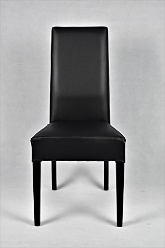 t m c s Tommychairs - Set 4 sillas Luisa para Cocina, Comedor, Bar y Restaurante, solida Estructura en Madera de Haya y Asiento tapizado en Polipiel Negro