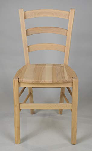 t m c s Tommychairs - Set 4 sillas Venezia para Cocina y Comedor, Estructura en Madera de Haya lijada, no tratada, 100% Natural y Asiento en Madera