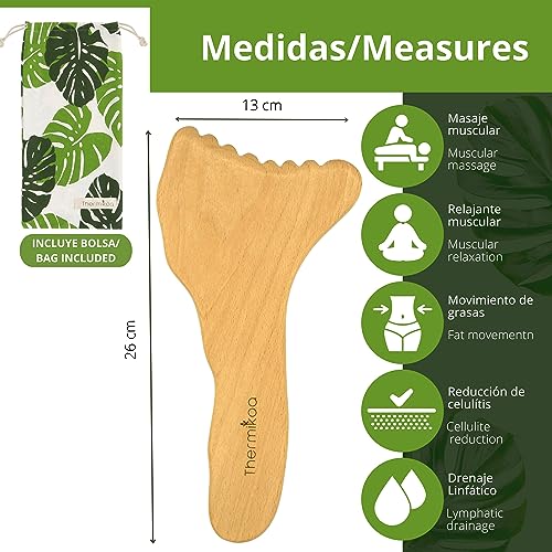 Tabla Modeladora Dentada para Maderoterapia Corporal Para Reducir la Celulítis y Favorecer el Drenaje Linfático de los Glúteos - Thermikoa