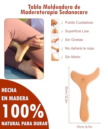 Tabla moldeadora de maderoterapia Sedanocare, reafirmante, contra piel de naranja, celulitis, y para masaje corporal, riego sanguíneo,circulación, masajes linfáticos.