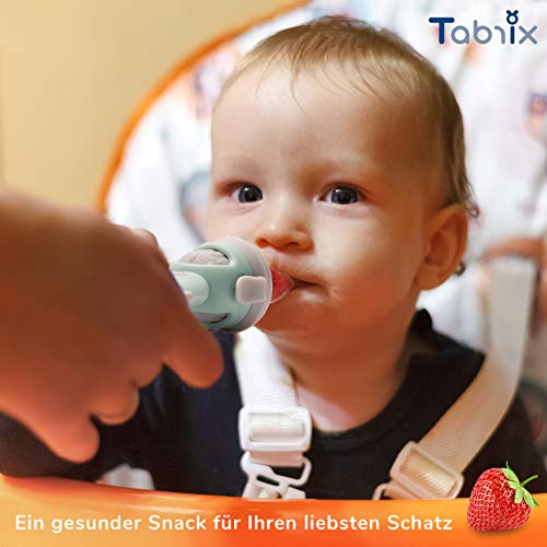 TABRIX® - Alimentador antiahogo bebe, chupete fruta bebe (2x) – sin BPA – con pacifiers de 3 tamaños diferentes