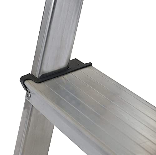 Taburete Plegable Escalera Aluminio 3 peldaños de Tijera Super Resistente hasta 150Kg Acero y alumino Antideslizante Altura de Trabajo hasta 245cm (3 Peldaños)