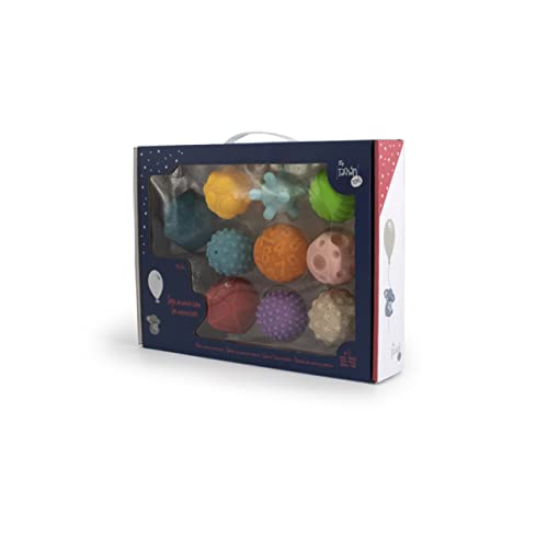 Tachan - Set de 10 Pelotas sensoriales, Fabricadas en Material Suave de Goma con Colores Diferentes y Texturas Diferentes para experimentar con los Sentido (785T00611)