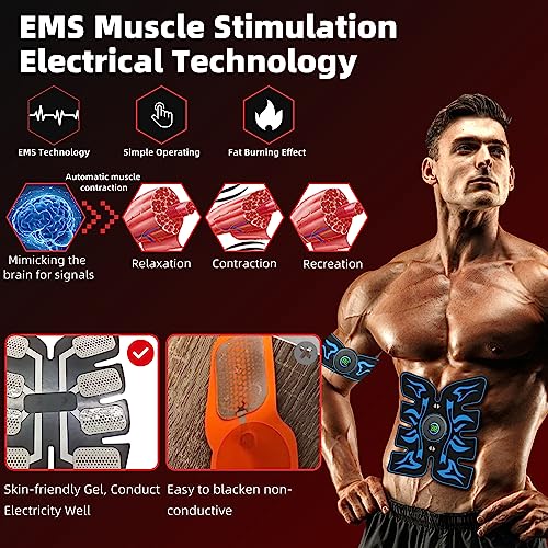 Tacilin Abdominales Electroestimulacion,EMS Electroestimulador Muscular,10 Modos y 39 intensidades USB Recargable ABS Estimulador Eléctrico Abdominal para Hombres Mujeres Abdomen/Cintura/Pierna/Brazo