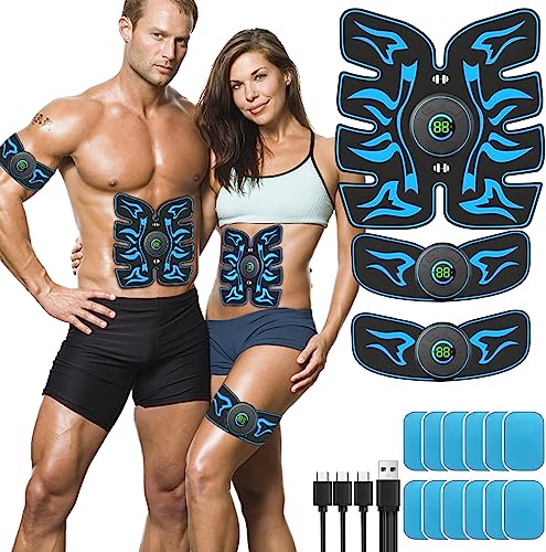 Tacilin Abdominales Electroestimulacion,EMS Electroestimulador Muscular,10 Modos y 39 intensidades USB Recargable ABS Estimulador Eléctrico Abdominal para Hombres Mujeres Abdomen/Cintura/Pierna/Brazo