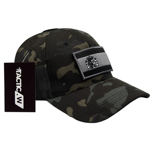 TACTIC.W Gorra Militar Camuflaje con ParcheTáctico Bandera España Gorra Béisbol Hombre para Tiro Caza Pesca Deportes Outdoor Gorra Táctica Multicam (Black)