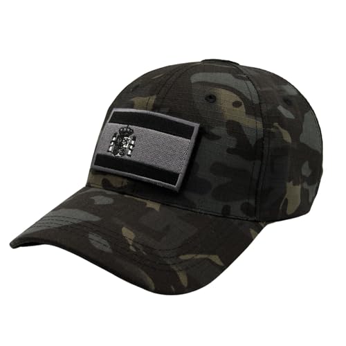 TACTIC.W Gorra Militar Camuflaje con ParcheTáctico Bandera España Gorra Béisbol Hombre para Tiro Caza Pesca Deportes Outdoor Gorra Táctica Multicam (Black)