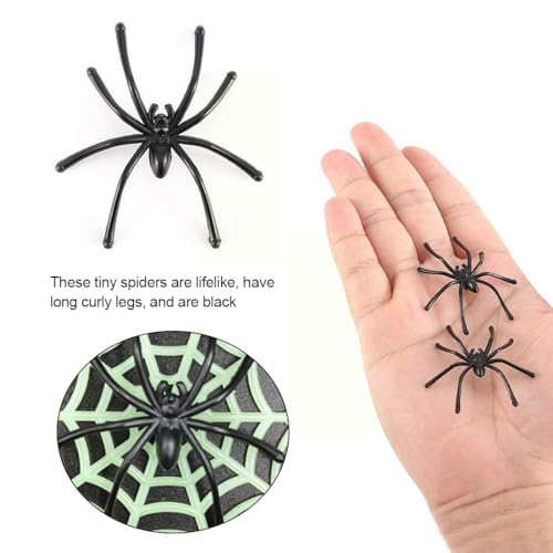 Tadipri 60 Piezas Halloween arañas realistas, plástico pequeño Juguete Falso araña Negro arañas Falsas Terror Divertido Broma apoyos para la decoración de la Fiesta de Halloween