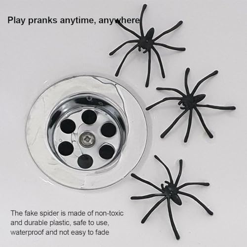 Tadipri 60 Piezas Halloween arañas realistas, plástico pequeño Juguete Falso araña Negro arañas Falsas Terror Divertido Broma apoyos para la decoración de la Fiesta de Halloween