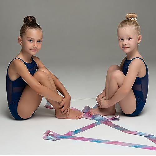 Tadipri Cinta De Baile Niña, 2 Piezas 2M Cinta De Baile Gimnasia Ritmica con Varita, Cinta Baile Artistico Cintas para Gimnasia Baile Artístico Entrenamiento Regalos De Fiesta De Cumpleaños