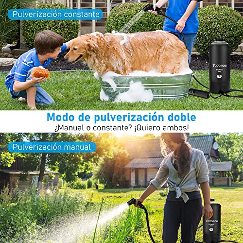 Tadomoe Ducha Portatil, Ducha Camper 5 Galones/20L con Bomba de Ducha Portátil, Bolsa Ducha Camping con Boquilla Práctica, Indicador de Temperatura, Ducha Solar para Playa, Camping, Senderismo, Viaje